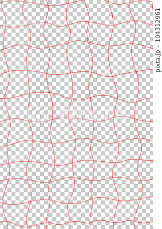 Smooth hand-drawn wavy line check pattern background red vertical 104312961