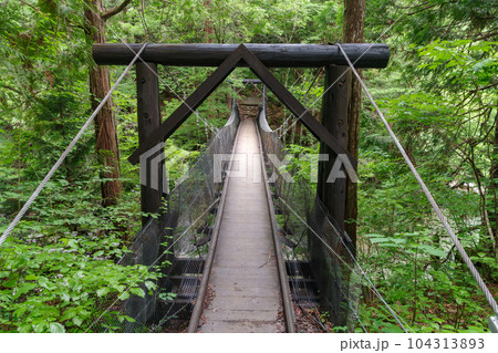 阿寺渓谷の赤彦吊り橋 104313893