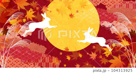 月見 十五夜 紅葉 背景 月見 十五夜 紅葉 背景 104313925