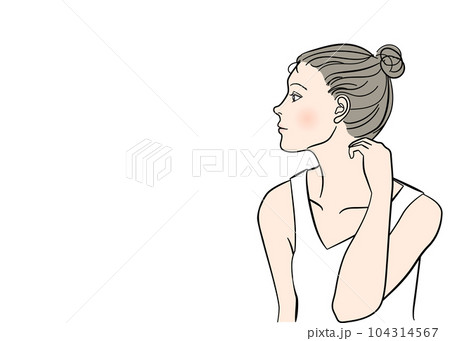 頬杖をついてまどろむアップヘアの日本人女性の横顔のイラスト 上半身バストアップ 顔アップ 頬杖をついてまどろむアップヘアの日本人女性の横顔のイラスト 上半身バストアップ 顔アップ 104314567