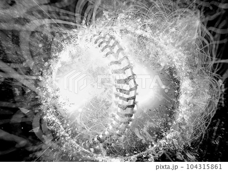 爆発して煙を撒き散らす野球ボールの3dイラスト 104315861
