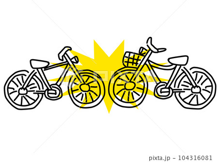 自転車事故のかわいい手描きシンプル線画イラスト 104316081