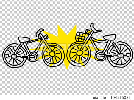 自転車事故のかわいい手描きシンプル線画イラスト 104316081