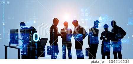 多国籍の人々とデジタルデータイメージ 104316532