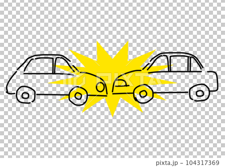 自動車の交通事故のかわいいシンプル線画イラスト 104317369