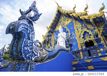 Rong Sua Ten temple or Blue temple in Chiang Rai Province, Thailand 104317503