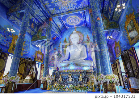 Rong Sua Ten temple or Blue temple in Chiang Rai Province, Thailand 104317533