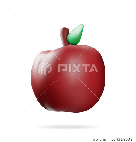3d Red Apple Fruit Isolated on White. 104318638