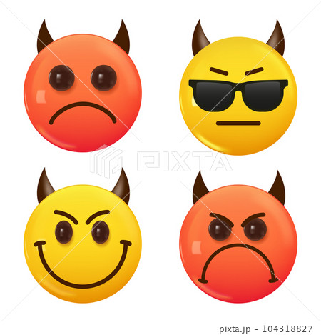 Set of 3d icon yellow color smile emoji. Set Icon Smile Emoji. Vector 104318827