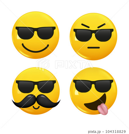 Set of 3d icon yellow color smile emoji. Set Icon Smile Emoji. Vector Set of 3d icon yellow color smile emoji. Set Icon Smile Emoji. Vector 104318829