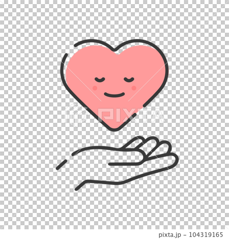 微笑んでいるハートを持っている人の手の線画アイコン - 恋愛・思いやり・メンタルヘルスのイメージ 微笑んでいるハートを持っている人の手の線画アイコン - 恋愛・思いやり・メンタルヘルスのイメージ 104319165