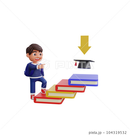 3d cute character going to higher education Back to school concept 104319532