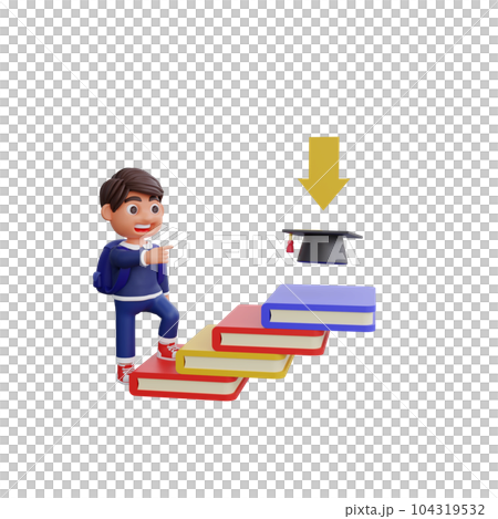 3d cute character going to higher education Back to school concept 104319532