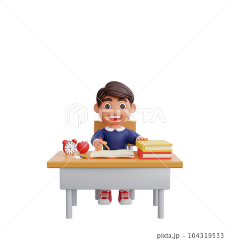 3d cute character learning in class Back to school concept 3d cute character learning in class Back to school concept 104319533