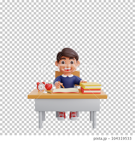 3d cute character learning in class Back to school concept 3d cute character learning in class Back to school concept 104319533