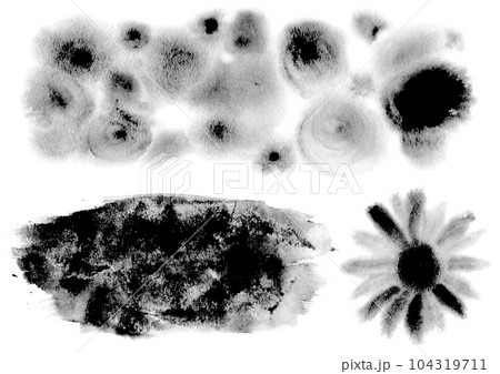 にじんだ墨の素材3点セットのイラスト素材 [104319711] - PIXTA