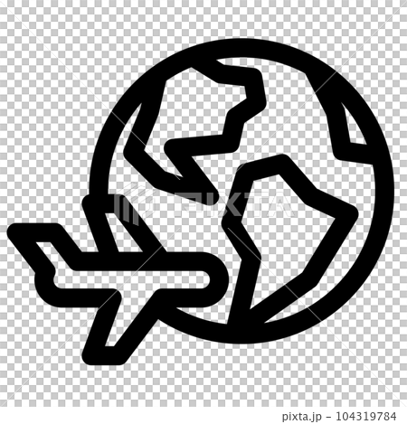 代表地球、飛機的線條樣式圖標 104319784