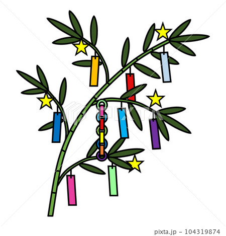 夜空に願いを込めた七夕飾りのイラスト 104319874