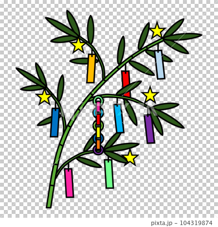 夜空に願いを込めた七夕飾りのイラスト 104319874