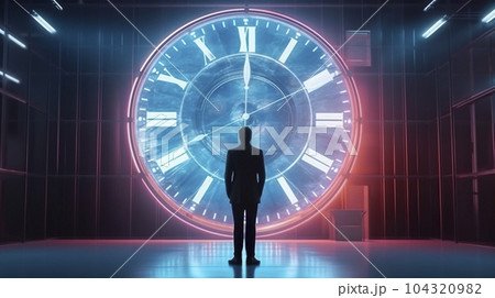 アナログの時計とビジネスマン「AI生成画像」 104320982