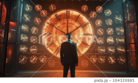 アナログの時計とビジネスマン「AI生成画像」 104320985