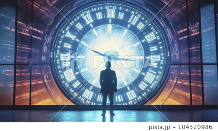 アナログの時計とビジネスマン「AI生成画像」 104320986