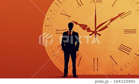 アナログの時計とビジネスマン「AI生成画像」 104320992