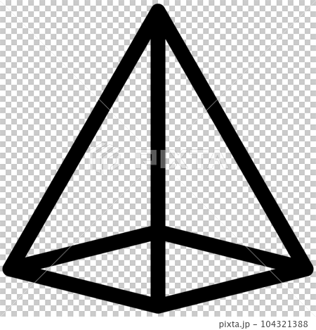 代表立方體、方形金字塔的線條樣式圖標 代表立方體、方形金字塔的線條樣式圖標 104321388