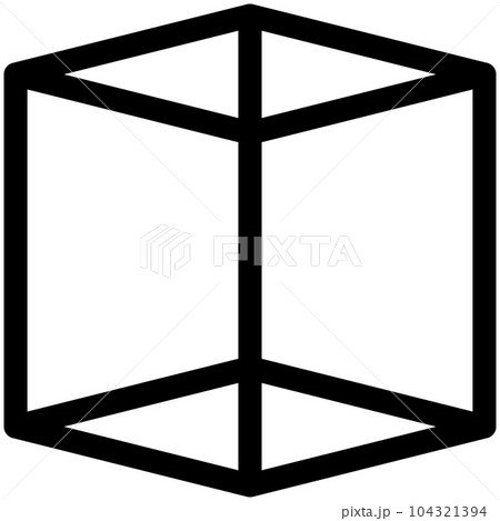 立方体、四角柱を表すラインスタイルのアイコン 104321394