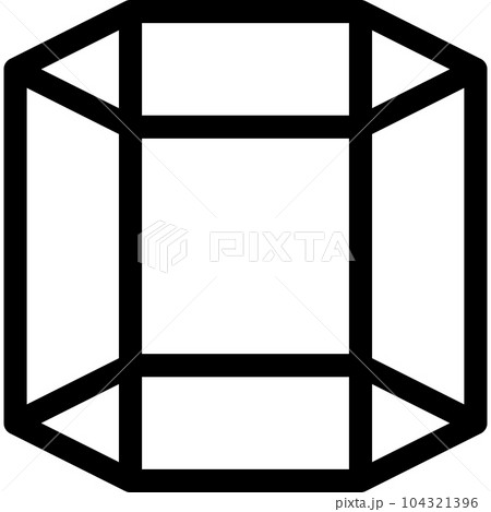 立方体、六角柱を表すラインスタイルのアイコン 104321396