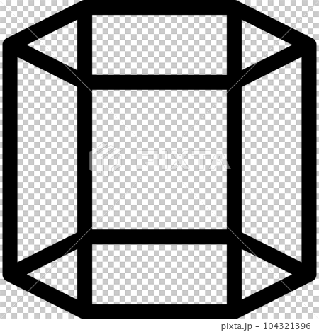 立方体、六角柱を表すラインスタイルのアイコン 104321396