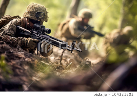 戦場で戦う軍の兵士 戦場で戦う軍の兵士 104321503