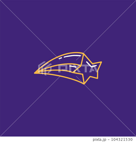 Hand Drawn comet doodle. Sketch style icon. Decoration element. Isolated on dark background. Flat design. Vector illustration. Hand Drawn comet doodle. Sketch style icon. Decoration element. Isolated on dark background. Flat design. Vector illustration. 104321530