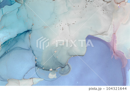 Turquoise Ocean Abstract. on Paper. Alcohol Inks 104321644
