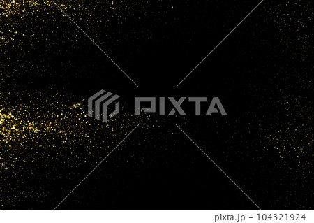Gold glitter texture on black background. Festive background. Golden explosion of confetti. Design element. Gold glitter texture on black background. Festive background. Golden explosion of confetti. Design element. 104321924