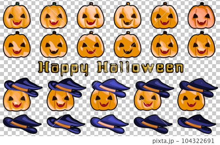 Jack o lantern illustration material set for Halloween 104322691
