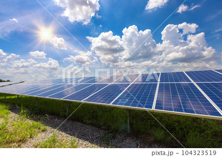 Solar power station with solar panels for producing electric power energy by green power. Solar power station with solar panels for producing electric power energy by green power. 104323519