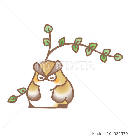 植物とお辞儀するミミズク 104323570