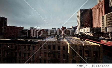 During sunrise the rooftops of Manhattan During sunrise the rooftops of Manhattan 104324222
