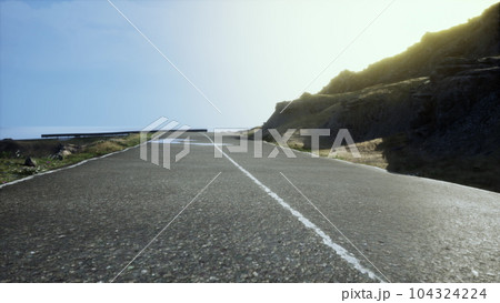 Foggy winding road along California coast Foggy winding road along California coast 104324224