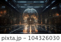 Futuristic android brain on circuit board background representing AI concept. AI is Generative machine learning. 104326030