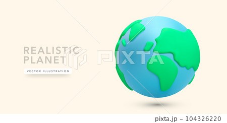 3d realistic colour planet isolated on light background. Vector illustration 104326220