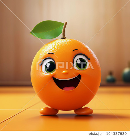 Cute Orange Fruit Happy Cartoon Character 104327620