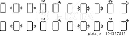 データを送信するスマホのアイコンセット データを送信するスマホのアイコンセット 104327813