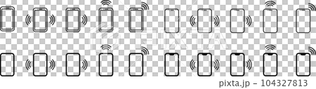 データを送信するスマホのアイコンセット データを送信するスマホのアイコンセット 104327813
