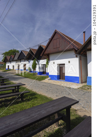 Traditional wine cellars in Blatnice pod Svatym Antoninkem, Slovacko, Southern Moravia, Czech Republic 104329391