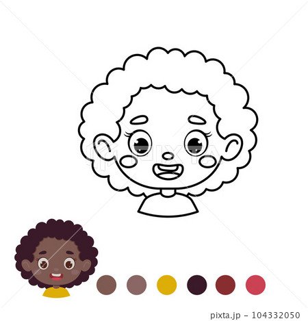 Cute and funny coloring page outline of a cartoon girl. Coloring book for kids. Educational activity for preschool years kids and toddlers. Vector stock illustration Cute and funny coloring page outline of a cartoon girl. Coloring book for kids. Educational activity for preschool years kids and toddlers. Vector stock illustration 104332050