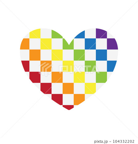 Vector flat checkered chessboard lgbt flag heart 104332202