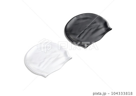 Blank black and white sport swim cap mockup, side view Blank black and white sport swim cap mockup, side view 104333818