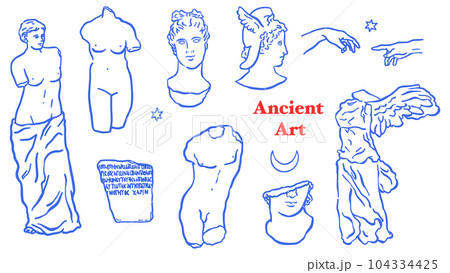 西洋古典芸術のモチーフ線画イラスト 西洋古典芸術のモチーフ線画イラスト 104334425
